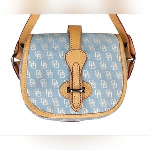 Dooney & Bourke Light Blue With Tan Leather Marble Crossbody Bag - New